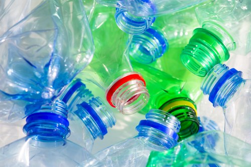 Recycling bins with sorted materials